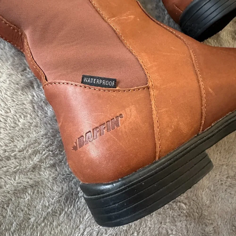 Baffin Cambridge Brown Waterproof Leather Boots Women's 8 Barley Calf Length